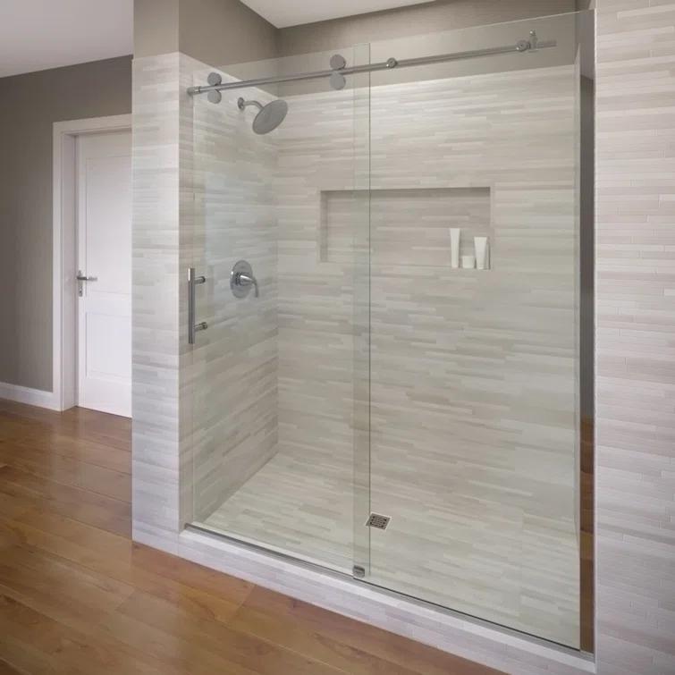 Vinesse 57" W x 76" H Single Sliding Frameless Shower Door