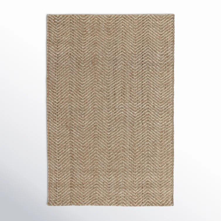 Handmade Ivory Herringbone Wool 2'x3' Rectangular Rug