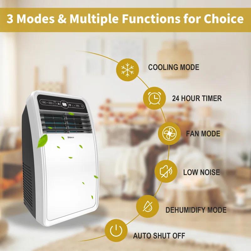 Shinco 8,000 BTU(ASHRAE) Portable Air Conditioner with Remote