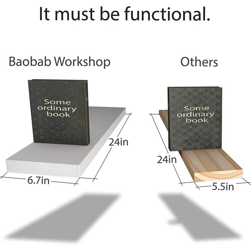 2 Piece Solid Wood Floating Shelf