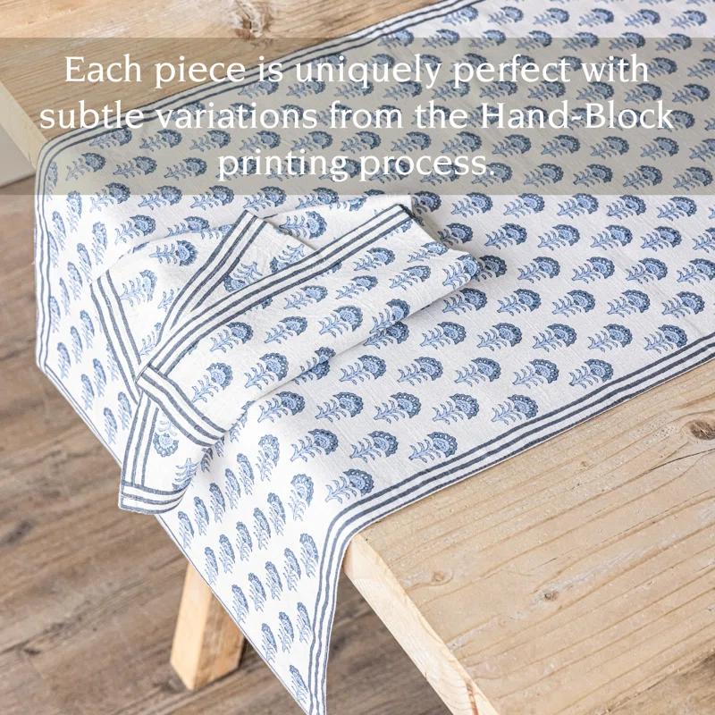 over&back over&back Hand-Blocked Printed Cotton Table Runner