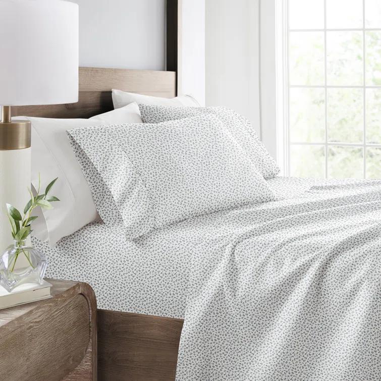 IEnjoy Home 4 Piece Sheet Set Patterned Microfiber Ultra Soft Bedding in Floral Dream