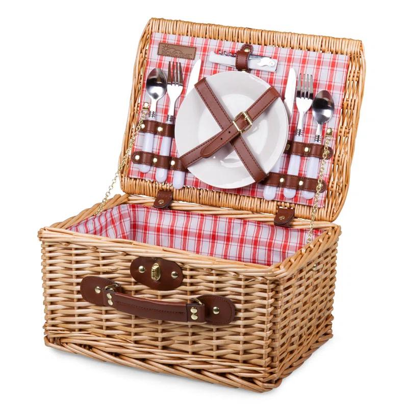 Picnic Time Catalina Wicker Picnic Basket with Picnic