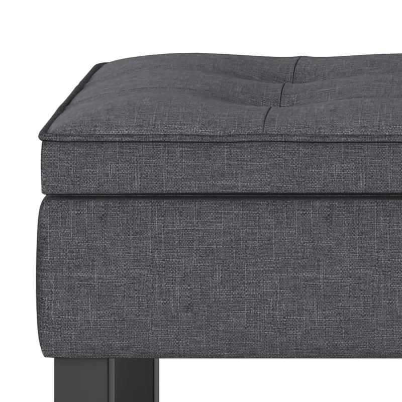 Simpli Home Saxon 43"W Tufted Transitional Storage Ottoman Bench with with Lift-Top Lid