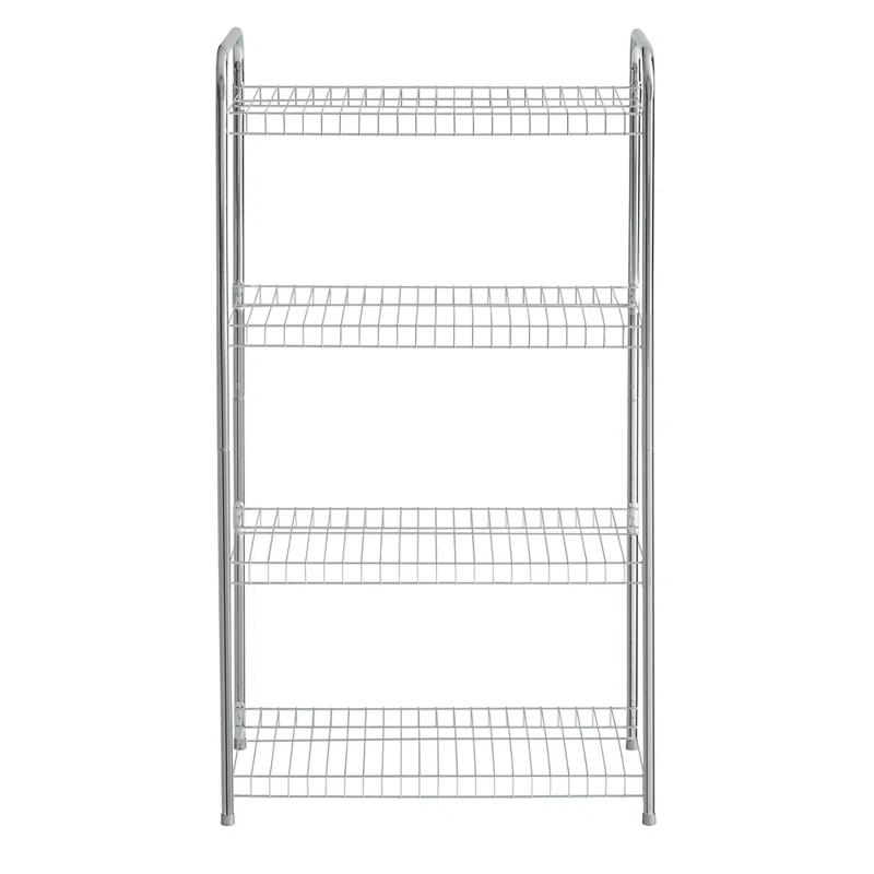 Rubbermaid Rubbermaid Freestanding 4-Tier Multipurpose Wire Shelving Unit, Satin Nickel