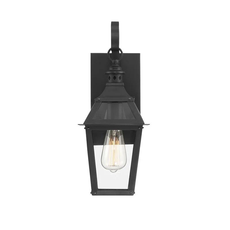 Jackson 1-Light Outdoor Wall Lantern in Matte Black with Gold Highlights