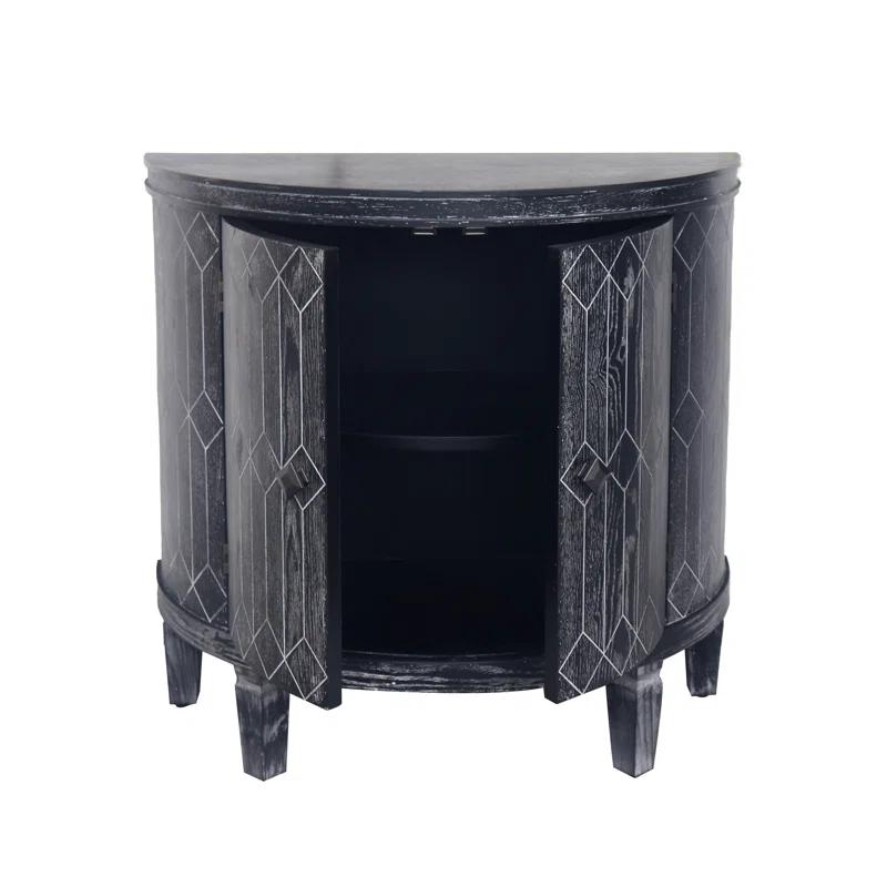 Gracie Oaks Modern Half-Moon 2 Door Wooden Cabinet With Two-Tier Storage And Exquisite Craftsmanship