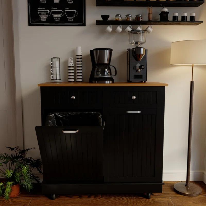 Betterhood Havant Double Tilt Out Trash Cabinet 20 Gallons Wooden Free Standing(Not include trash can)