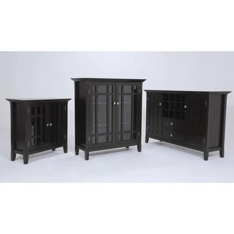 Simpli Home Bedford 54"W Solid Wood Sideboard Buffet and Wine Rack, 2 Drawers, and 2 Cabinets