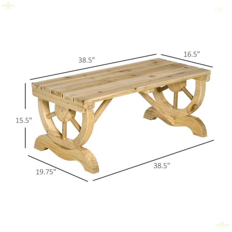 Millwood Pines Outdoor Wagon Wheel Porch Bench For Backyard Garden