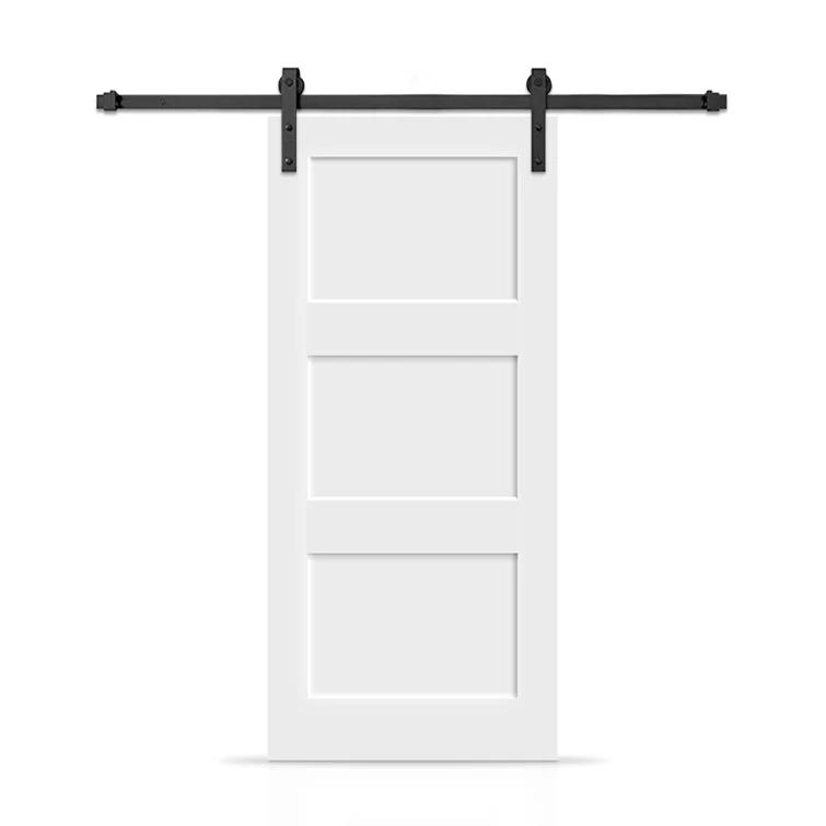 Calhome 3 Panel Shaker Painted Composite Modern Interior Sliding Barn Door with Hardware Kit | Wayfair