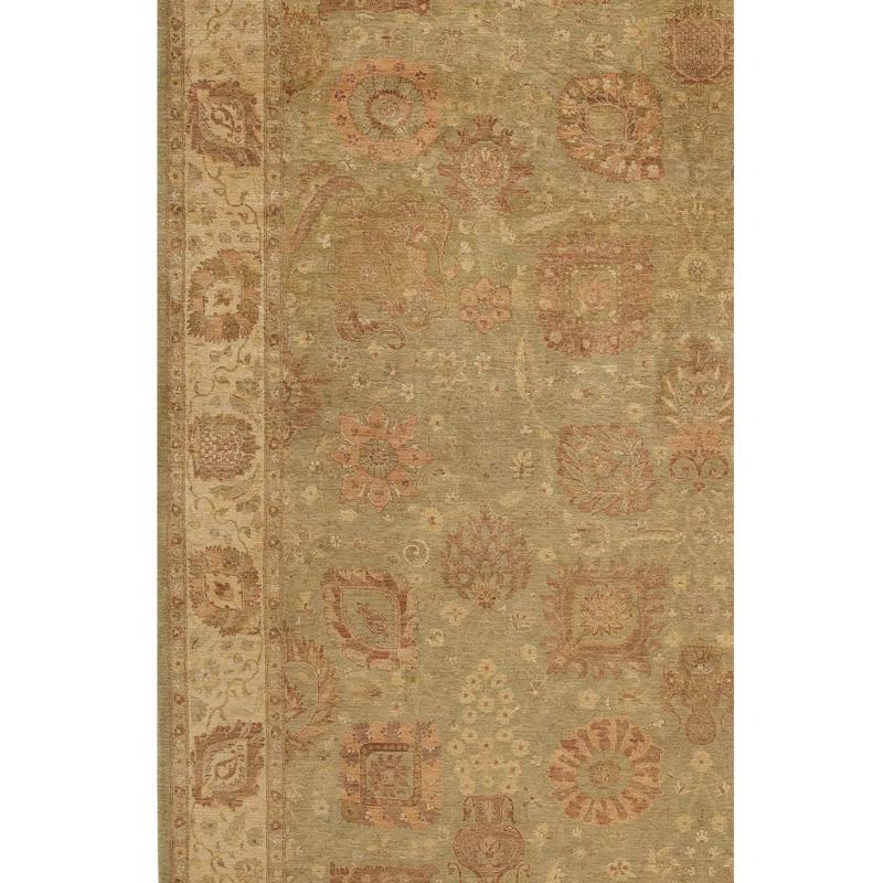 Bokara Rug Co., Inc. Rectangle Oriental Hand-Knotted Wool Area Rug in Pistachio/Ivory