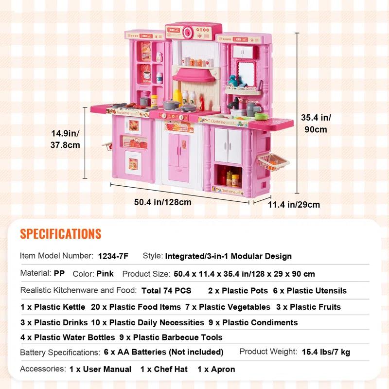 Zoomie Kids Kitchen Playset Kids Pretend Cooking Play Toy 74 Piece Accessories