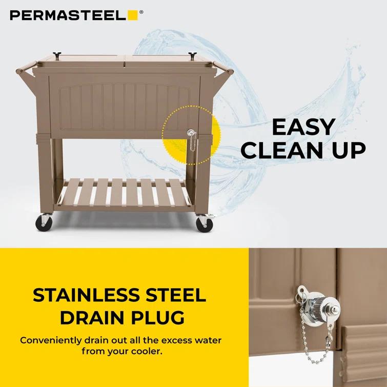 Permasteel 80 Qt. Furniture Style Rolling Patio Cooler
