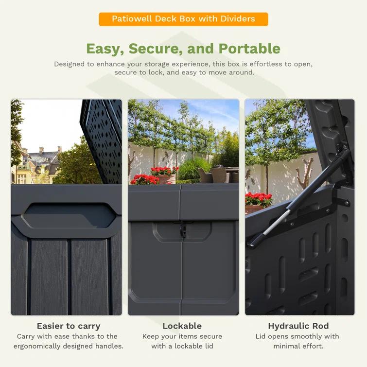 Patiowell 230 Gallons Water Resistant Resin Lockable Deck Box
