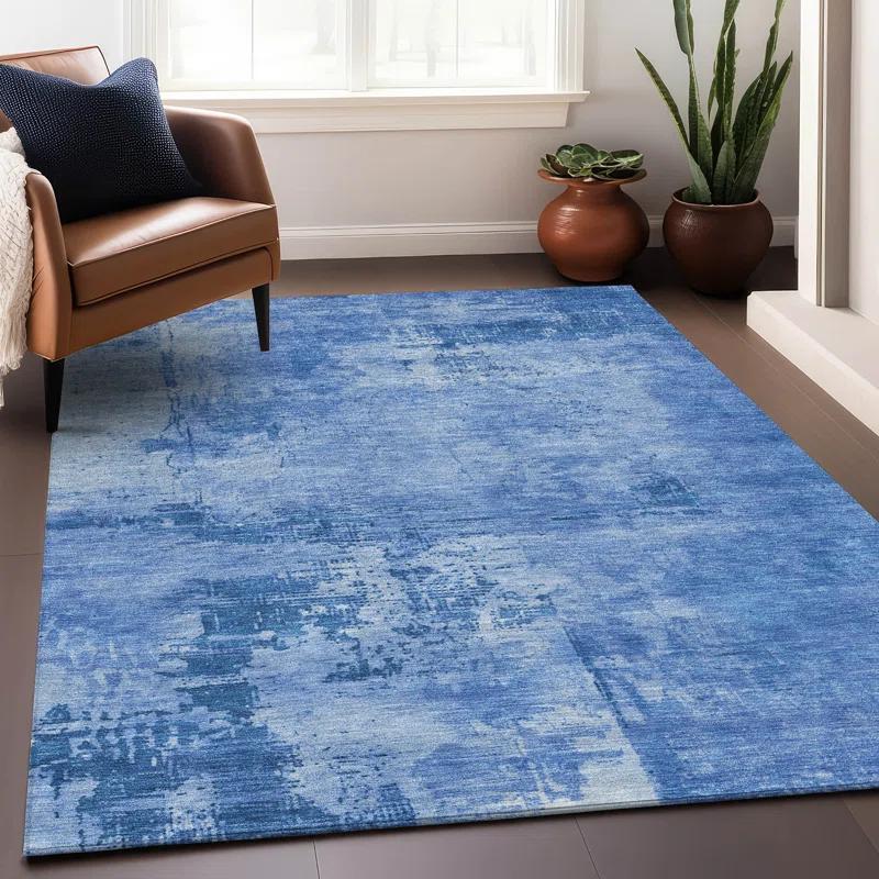 Machine Washable Indoor/Outdoor Chayden ACN1062 Navy Rug