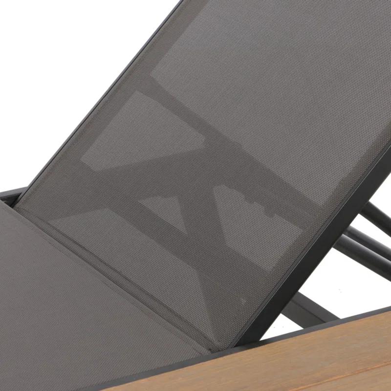 Hokku Designs Waterloo Chaise Lounge With Attached Wood Side Table(Set Of 2)