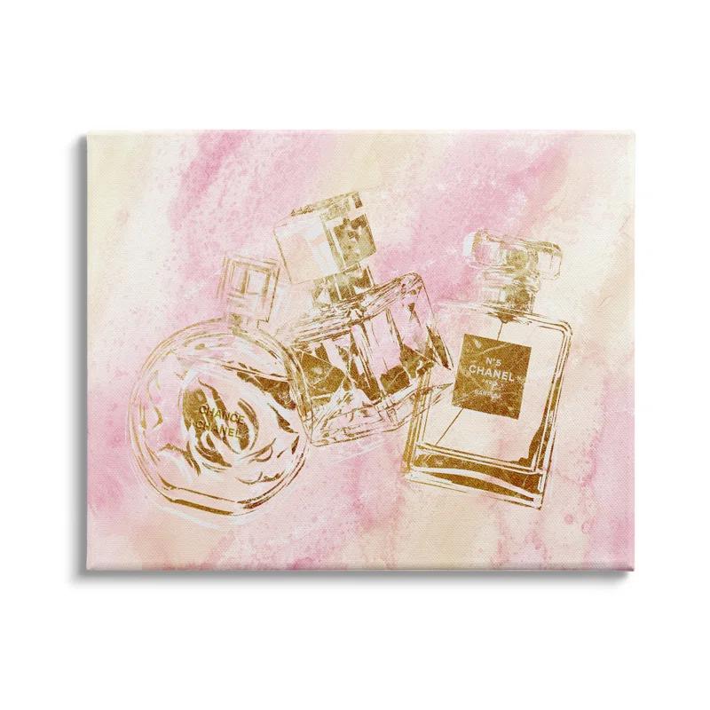 Stupell Industries " Fashion Bottle Trio Gold Glam Abstract Pattern " by Ziwei Li