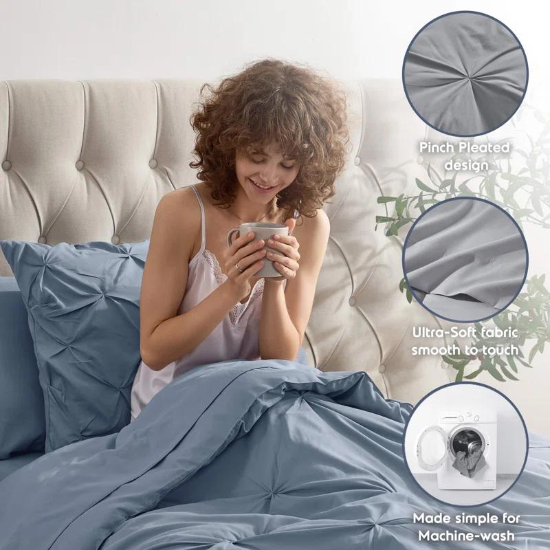 Nestl Bed-in-A-Bag Pleated Comforter Set with Bed Sheets