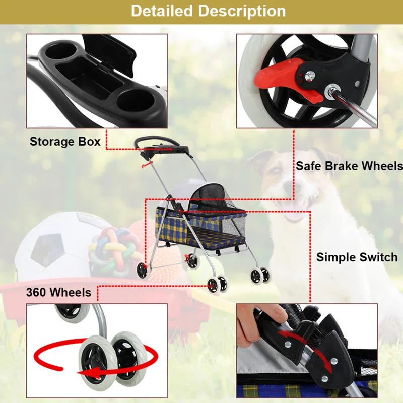 BestPet Foldable Pet Jogger Stroller