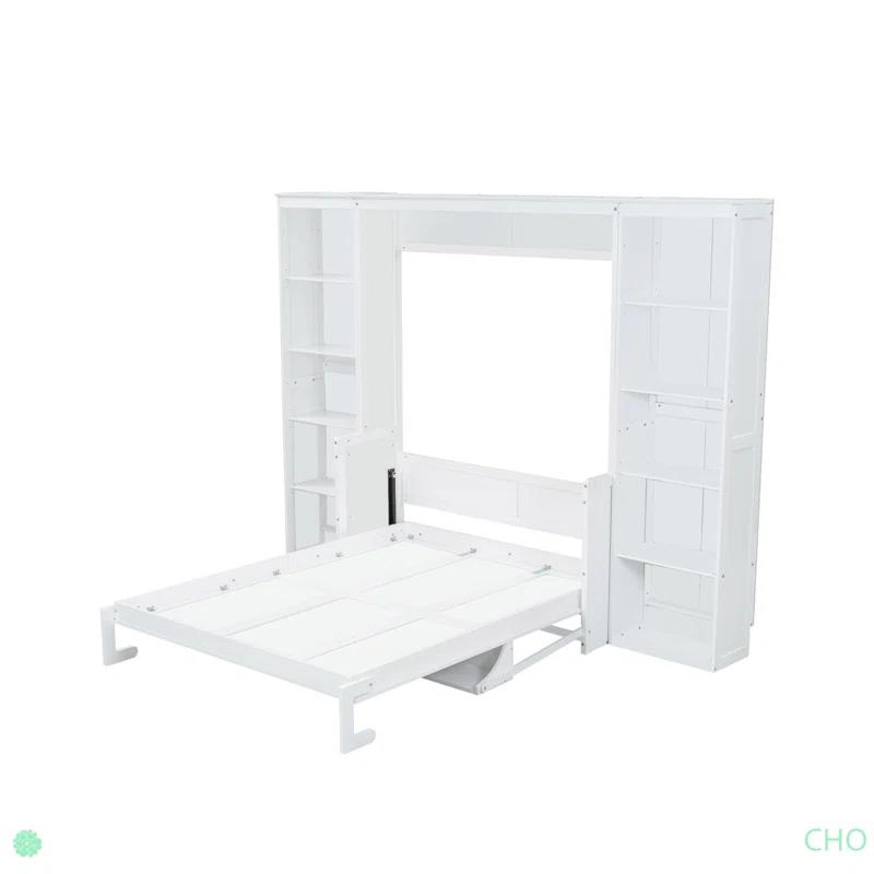 BVNECXP Queen Size Murphy Bed With Desk And Bookshelf
