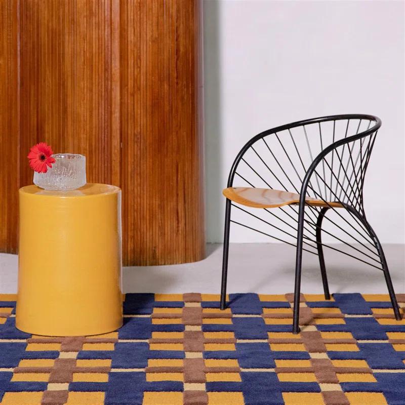 Brink & Campman Rectangle Plaid Hand Tufted Wool Area Rug in Orange/Brown