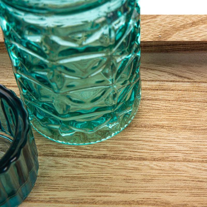 Joss & Main Sanderling Round Glass Votive Holders on Wood Tray