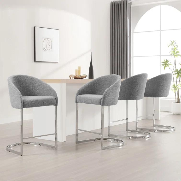 Brayden Studio® Chylee 26'' Boucle Upholstered Counter Stool