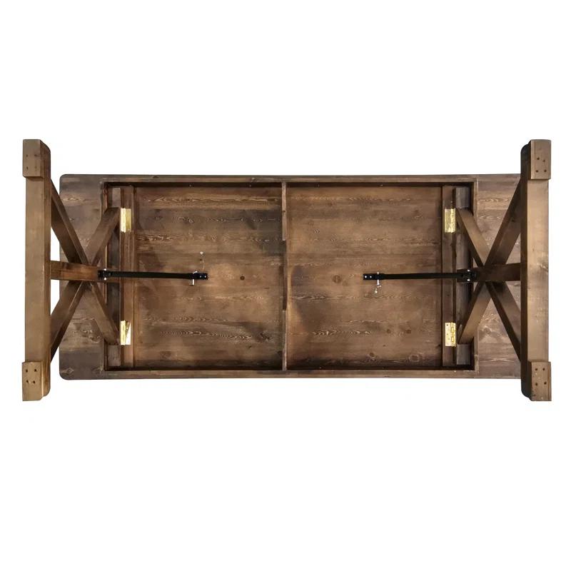 Flash Furniture Eternity Rectangular Solid Pine Farm Dining Table with Folding X-Style Legs
