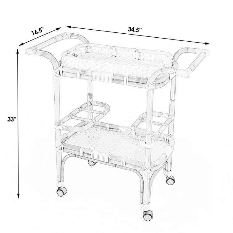 Butler Specialty Selena Rattan Bar Cart In Blue And White