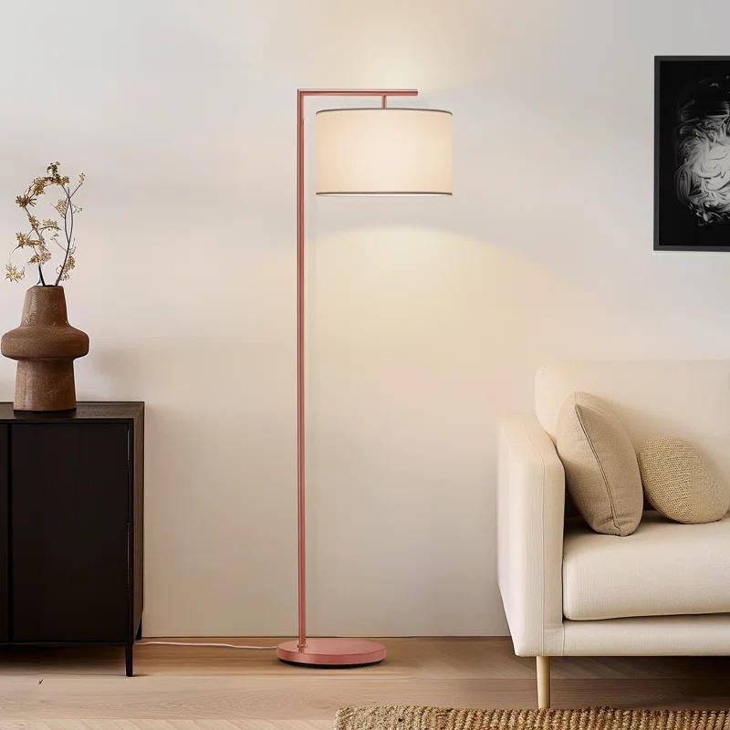 Montage Modern 60 in. Mid-Century Modern LED Floor Lamp with Fabric Drum Shade