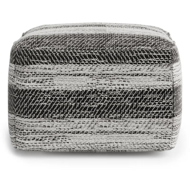 Simpli Home Clay 18"W Upholstered Cotton Square Pouf