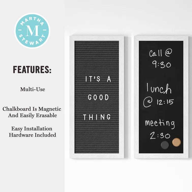 Martha Stewart Thomas Martha Stewart Cork Board, Chalk Board, Letter Board Set with Included Push Pins, Magnets, Liquid Chalk