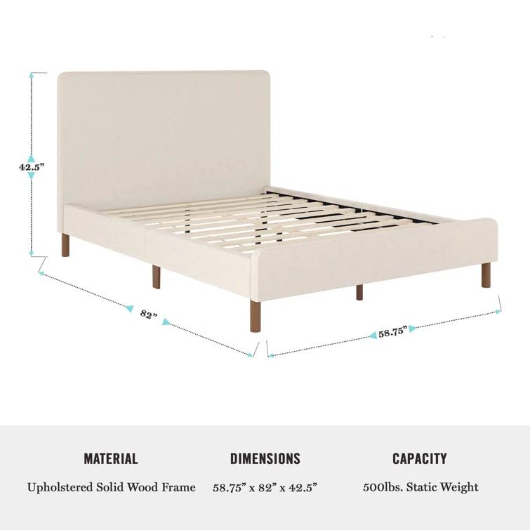 Martha Stewart Martha Stewart Britta Upholstered Platform Bed With Piped Detail Headboard