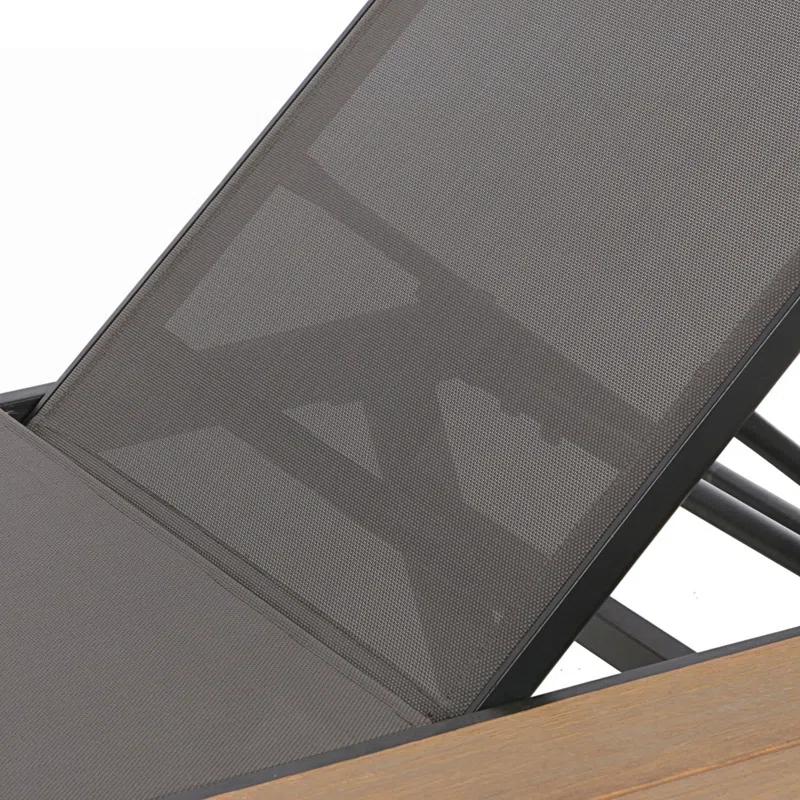 Hokku Designs Waterloo Chaise Lounge With Attached Wood Side Table(Set Of 2)