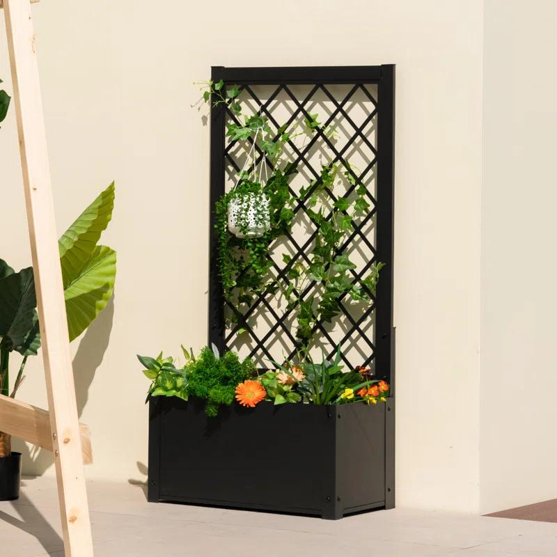 Shandia Metal Planter Box with Trellis