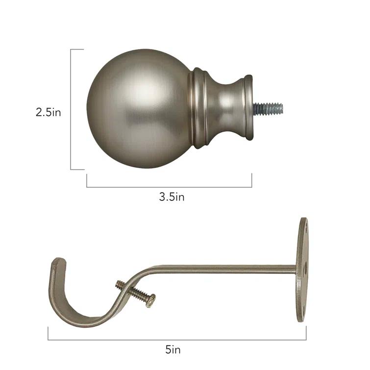 Darion Adjustable Single Curtain Rod with Globe Ball Finial