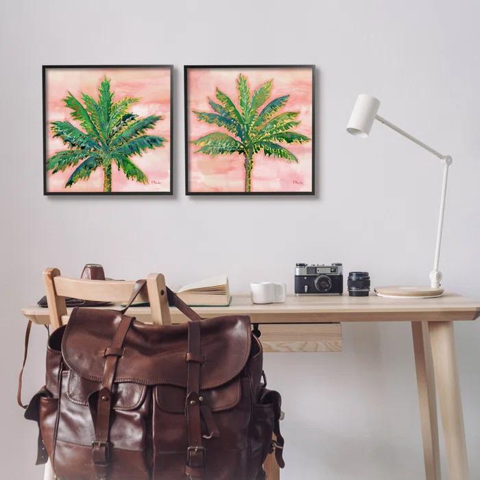 Stupell Industries " Tropical Palm Trees Glam Detail " by Paul Brent 2 - Pieces