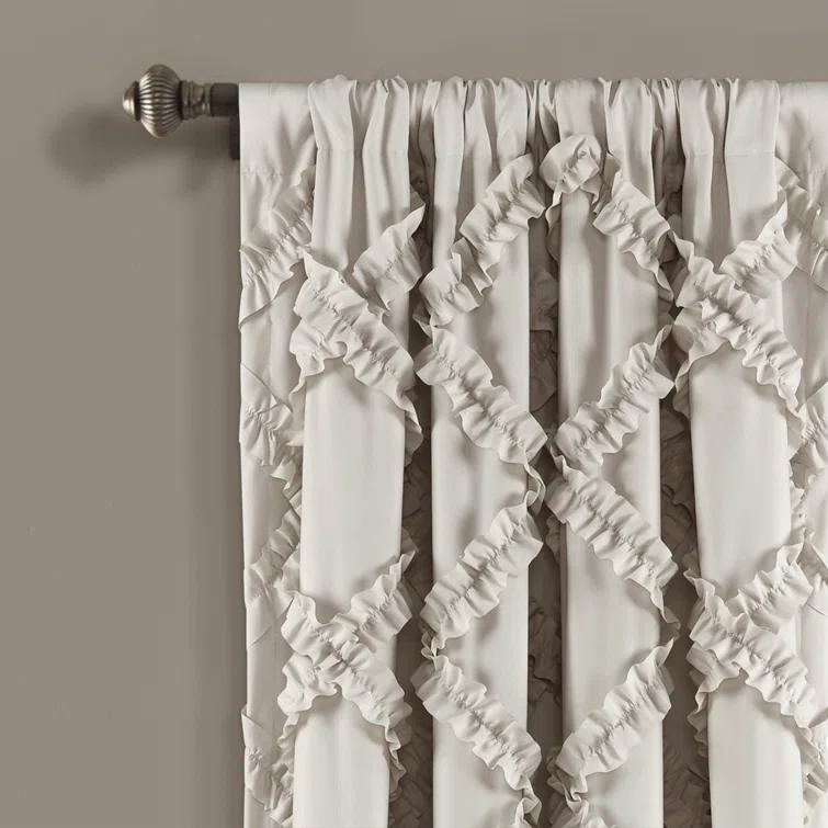 Lush Decor Ruffle Diamond Polyester Semi Sheer Curtain Pair (Set of 2)