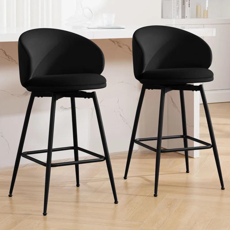 Corrigan Studio® Swivel Upholstered Counter Height Bar Stools (Set of 2)