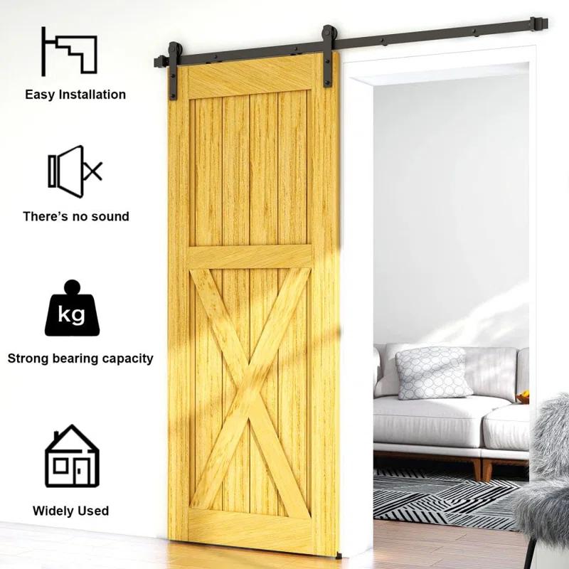 MARLIN MANUFACTURING COMPANY, INCORPORATED 6FT Sliding Barn Door Hardware Kit For Single Wood Door, Smoothly And Quietly, Easy To Install Fit 35" Wide And 1.18"-1.96" Thickness Door Panel, Includes Installation Instruction