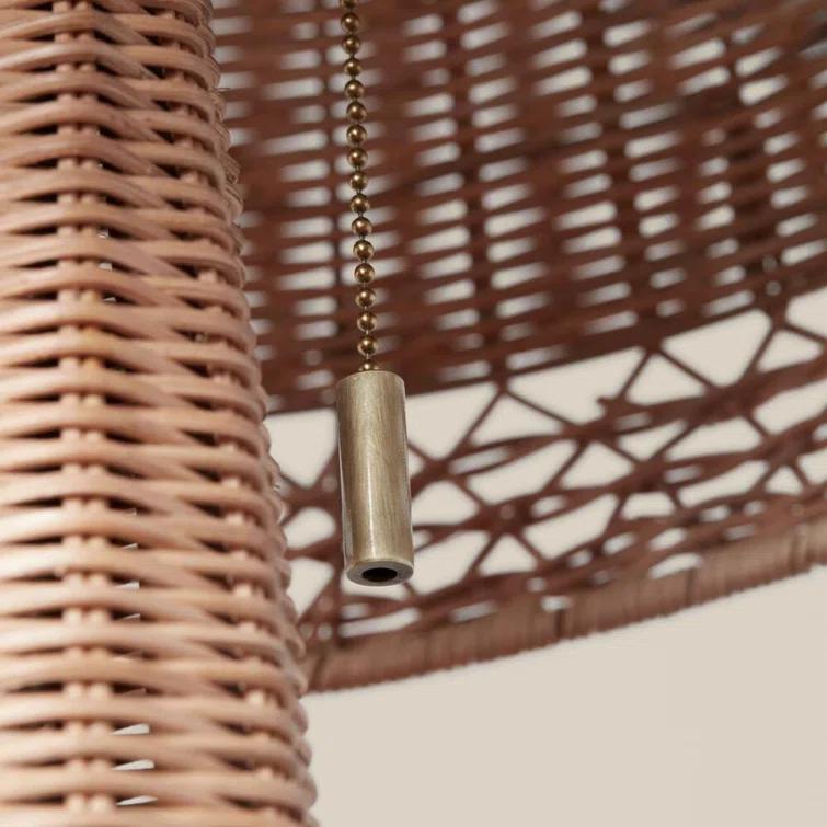 Augusta Woven Rattan Coastal Table Lamp in Light Brown