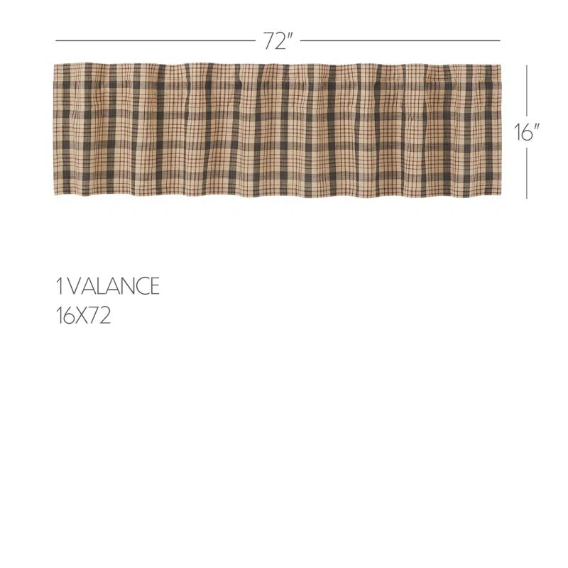 Rosalind Wheeler Holms Plaid Cotton Tailored Window Valance in Khaki/ Forest Green/ Russet