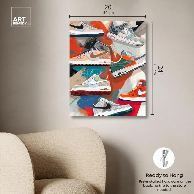 Art Remedy Sneaker Paint Collage Canvas Trendy Sneaker Art by Art Remedy