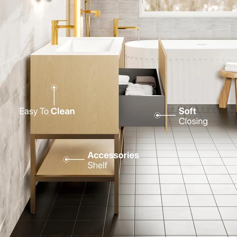 Eviva Lina 35'' Single Bathroom Vanity with Solid Surface Top