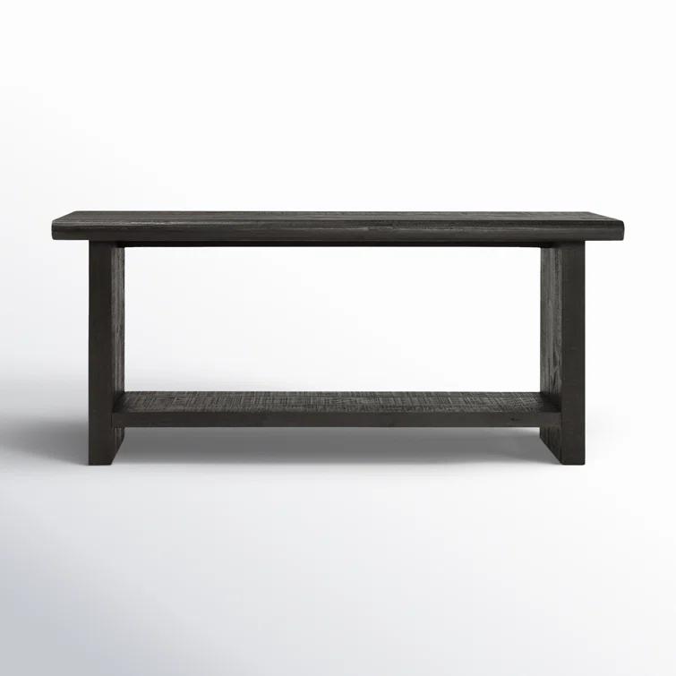 Larson 68" Black Solid Pine Wood Console Table with Shelf