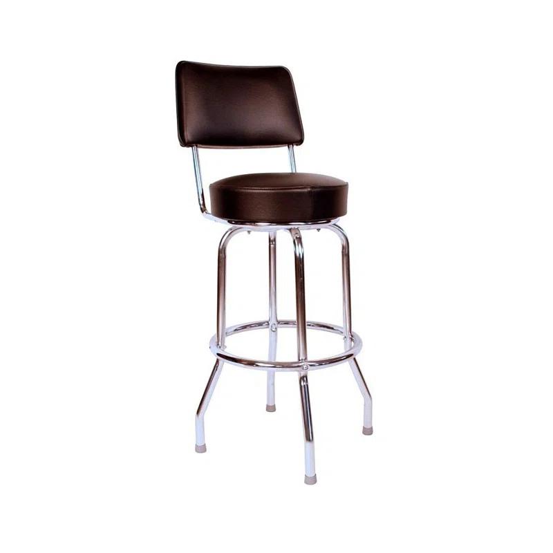 Retro Home Single Ring Upholstered Swivel Bar & Counter Stool with Back