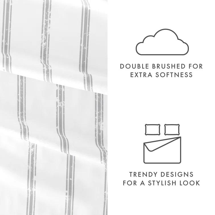 IEnjoy Home Distressed Navy Coastal Stripe Pattern Microfiber Sheet Set