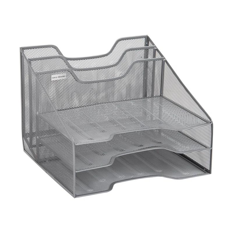 Inbox Zero Desktop Organizer, Vertical File Holder, Paper Trays, Office, Metal Mesh, 12.5"L x 11.5"W x 9.5"H