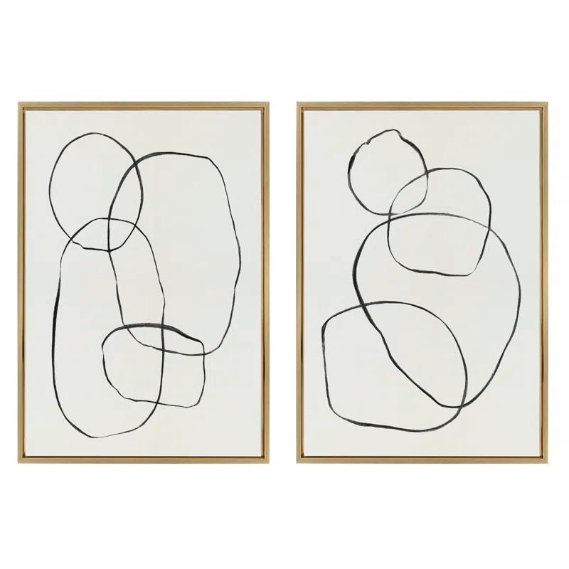 Kate and Laurel " 871 Modern Circles Flinen (left) & 869 Going In Circles Flinen (right) " by Teju Reval 2 - Pieces